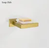 Geborsteld goud handdoek bar rail toiletpapier houder handdoekenrek haak zeepbakje toilet borstel badkamer accessoires hardware set