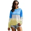 Women Rainbow Gradient Hoodie Autumn long sleeves striped pullover Patchwork Casual weatshirts Tops Clothes T-shirt shirts Tee LJJA3139