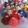 Bonito dormindo Bebê Boneca Keychain Pompom Coelho Fur Bola Chaveiro Chaveiro Chaveiro Mulheres Crianças Chave Titular Saco Pingente Chaveiro Anel Kids Brinquedos