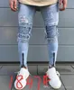 Jeans Clothing Men Biker Jeans Ripped Distressed Holes Design Slim Fit Pencil Pants High Street Trousers