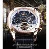 Forsining Golden Mechanical Mens Watches Square Automatic Moonphase Tourbillon Date Genuine Leather Band Watch Clock Gift