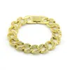 WholeFashion Oro Completamente ghiacciato Bracciale in cristallo Hip Hop Bracciale cubano da uomo Bracciale con strass simulato Bling da uomo5972967