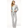 Light Gray Women Pants Suits Blazer Business Work Wear Uniforms Ladies Pant Suits Trouser Suit Women Formal Blazer+Pants