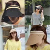 New Women's Sun Hats Handmade Straw Visor Caps Parent-Child Summer Hat Empty Top Beach Hat