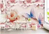 Personalizado 3D em larga escala foto mural papel de parede em relevo murais florais borboleta fundo sonhador decoração papéis de parede casa