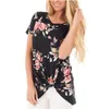 T-shirt Kvinnor Kläder Blommor Knot Toppar Casual Kortärmad T-shirts Sommar Blommor Tees Tryckt Fashion Blusas Vestidos Kostym Apparel B4992