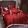 Bekväm sommar satin siden sängkläder set kung drottning quilt täcke täcke lakan fast färg sängäcke hem textil FB2005010