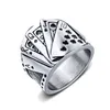 Pik prosto Flush Poker Rings ze stali nierdzewnej Biker Punk Rock Vintage Jewelry