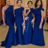 Royal Blue Mermaid Bridesmaid Dresses African Wedding One Shoulder Strap Long Maid of Honor Gowns Wedding Guest Dresses 2020 Custom Made