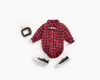 Ins Baby clothing Spring Fall 100% cotton romper Turn Down Collar Plaid Print Long sleeve Boy Girl romper Baby cuasual clothing
