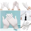 Nouveaux gants jetables en nitrile blanc granulaire sans poudre gants de nettoyage sanitaires ménagers gants résistants aux taches domestiques T3I5776