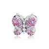 2019 Spring Garden Ослепительная Pink Butterfly Charm Подходит Оригинальный Pandora Браслеты браслеты 925 стерлингового серебра шарма темы Insect свободные шарики