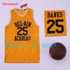 le Prince de Bel-Air # 14 Will Smith Academy Version du film # 25 Carlton Banks Noir Vert Jaune Ed Basketball Jersey Rare