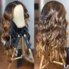 Ombre Resalte Peluca Marrón Miel Rubio Color ondulado HD Frente de encaje completo Pelucas de cabello humano Recto Completo 360 Frontal Remy diva1