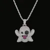 Iced out ghost ketting hanger met 4mm tennis ketting touw cain goud zilver kleur bling cubic zirkoon heren hiphop sieraden voor geschenk