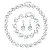 3 pièces perles bijoux de mariage argent et or cristal clavicule chaîne collier ensemble bijoux de mariée bracelets de luxe collier E4036870