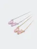 Gioielli di lusso Donne Pink Purple Glass Butterfly Designer Collane di rame con collane a pendente placcata in oro per ragazza Sty4862018