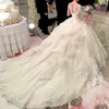 Abito da ballo vintage arabo Dubai abito da sposa appliques pizzo manica lunga trasparente plus size tulle abiti da sposa abiti da sposa 2024