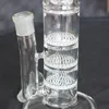 18 Inches Triple Honeycomb and Bridbridge Perc Glass Bongs Hookahs Oil Burner with 18mm Bowl for Smoking