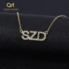 Personalisierte Iced Out-Zirkonia-Buchstaben-Halskette, individueller Namensanhänger, Kristall-Edelstahl-Halsband, verblasst nicht, Schmuck, Frauen-Geschenk