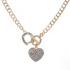 Femme lien chaîne Bling strass fermoir à bascule coeur romantique amour pendentif collier court pour les femmes cadeau glacé pendentif bijoux