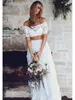 Vintage White Two Piece Plus Size cheap lace a line beach wedding dresses bridal gowns bohemian wedding dress obes de demoiselle d'honneur