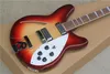 Chitarra elettrica Custom Custom Tabacco Sunburst semi-hollow con 6 corde, hardware cromato, battipenna bianco, tastiera in palissandro, personalizzabile