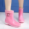 Hot Sale- cute rain boots winter warm half boots casual big size 36-41 waterproof jelly rubber shoes slip on ladies female work footwear