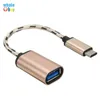 USB-C 3.1 Type C Mannelijk naar USB 2.0 Vrouwelijke Nylon Gevlochten Adapter Sync Data Charger OTG Kabel Converter voor Telefoon Laptop voor MacBook 100pcs / lot