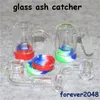 Venta al por mayor 45 Tazones de ceniza de vidrio de 90 grados con adaptador de burbujeador de junta macho de 14 mm Contenedor de silicona para Dab Rig Bongs