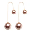 novo hot europeu e americano novo double-sided pearl long earrings gancho em forma de u brincos de pérola moda clássico requintado elegância