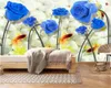 3d Çiçek Duvar kağıdı Lüks Premium Mavi Gül Özelleştirme Sevdiğiniz Romantik İç Dekorasyon Duvar Kağıdı