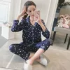 Wholesale WAVMIT 2018 Women Comfortable Silk Pajama Set Girl Print Pyjama Set Long Sleeve Sleepwear Suit Women Nightshirt Sets Y19042803