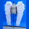 Ailes d'ange en plumes d'autruche blanches de luxe de haute qualité, accessoires de décoration pour mariage, maison, bar, bricolage, jolis accessoires de tir