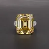 OneRain Classique 100% 925 Sterling Silver Emerald Cut Topaz Citrine Saphir Gemstone Couple De Fiançailles Anneaux Bijoux En Gros V191202