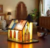 유럽 ​​스타일의 크리 에이 티브 레트로 작은 집 밤 라이트 아트 머리맡 선물 바 레스토랑 램프 교회 테이블 램프