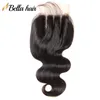 SPRZEDAŻ FALE BIEGA SILK TOP TOP CONTRUTURE 4x4 Brazylijski 100 nieprzetworzone szwajcarskie zamykania koronki przed rozbitymi dziewiczymi ludzkimi włosami naturalny czarny kolor 8-26 cali Bella Hair