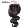 Uitverkoop Body Wave Zijden Top Vetersluiting 4x4 Braziliaans 100 Onverwerkte Zwitserse vetersluitingen Voorgeplukt Maagd Menselijk babyhaar Natuurlijke zwarte kleur 8-26 inch Bella-haar