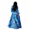 Kleding nieuwe stijl Afrikaanse dameskleding Dashiki mode Print elastische doek lange mouwen jurk Super maat SML XL 2XL 3037
