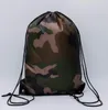 Stor kamouflage dragkastpåsar 210D Vattentät förpackning dragskon ryggsäck Camo Gym Bag School Sport Outdoor Shoe Bag4657068