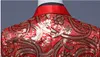 Brillant rouge motif Floral paillettes Blazer hommes mariage marié chanteur Costume Veste mâle DJ Club scène bal Veste de Costume Paillettes235p