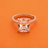 Swistshi Luxury 6 Carat Cuushion CUS COMP CONG HALLO HALO Обручальные кольца Свадебная Bridal Band для женщин стерлингового серебра Y200106