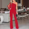 Dame jumpsuit lange vrouwen mouw een schouder romper katoen broek broek modieuze1