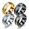 12 anillos de acero inoxidable 316L de color plata oro negro tallado pieza de dragón tótem anillo de dedo de titanio para hombres mujeres joyería de moda a granel
