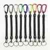 Bärbara Fiske Lanyards Keychain Retractable Spring Elastic Rope Anti-Lost Key Chain Camping Carabiner Säker Lås Keyring Ringhållare