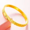 Pulsera Simple de estilo clásico para mujer y niña, brazalete sólido relleno de oro amarillo de 18K, joyería de moda, regalo, envío directo