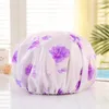 Flower Pattern Shower Cap Elegant Stain Lined Bath Caps for Women Silk Salon Spa Reusable Caps 122072