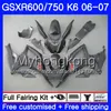 본체 SUZUKI GSXR 용 750 600 GSX R600 R750 GSXR750 06 07 296HM.30 GSX-R600 06 07 플랫 블랙 핫 GSXR-750 K6 GSXR600 2006 2007 페어링 키트