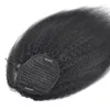 Verworrene gerade Pferdeschwänze, brasilianisches Haar mit vollem Ende, für Damen, natürliche schwarze Farbe, 120 g, Remy Human Ponytails Clip-In-Pferdeschwanzverlängerungen