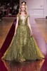 Zuhair Murad Overskirt Abiti da sera con maniche corte Sheer Scollo profondo Paillettes Abiti da ballo Lunghezza pavimento Abito formale 4032